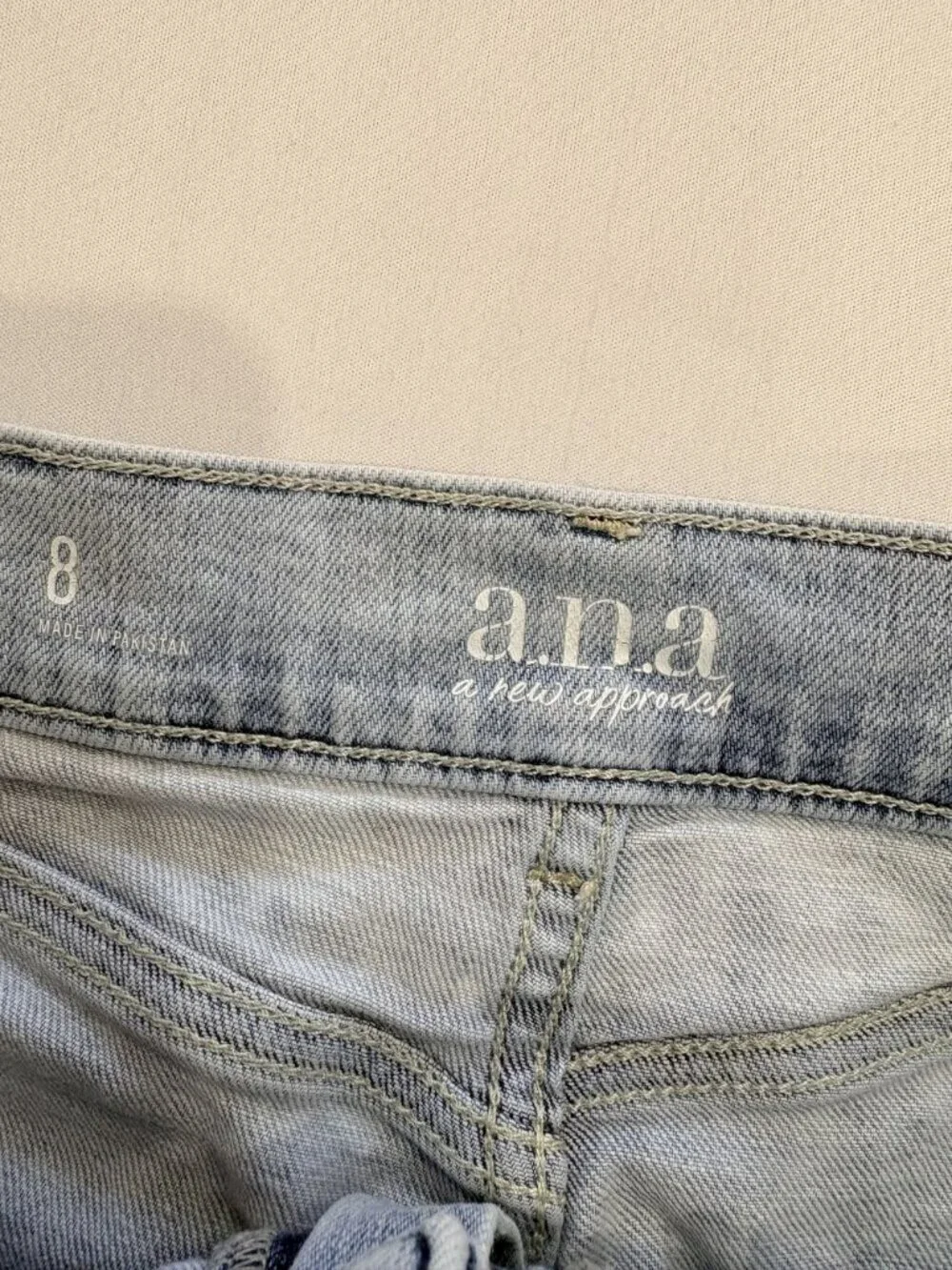 ANA Distressed Denim Midi Skirt Size 8 Excellent Condition